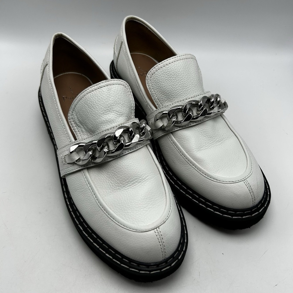 Linea Paolo Lug Sole Loafers Womens 11 White Leather Chain Detail Elise Platform
